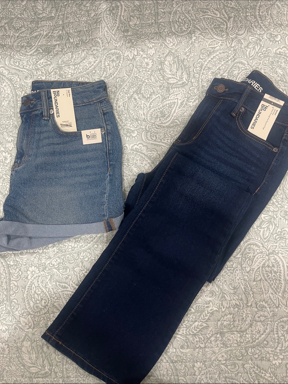 No Boundaries Dark Blue boot cut and Jeans shorts -Light Blue Bundle